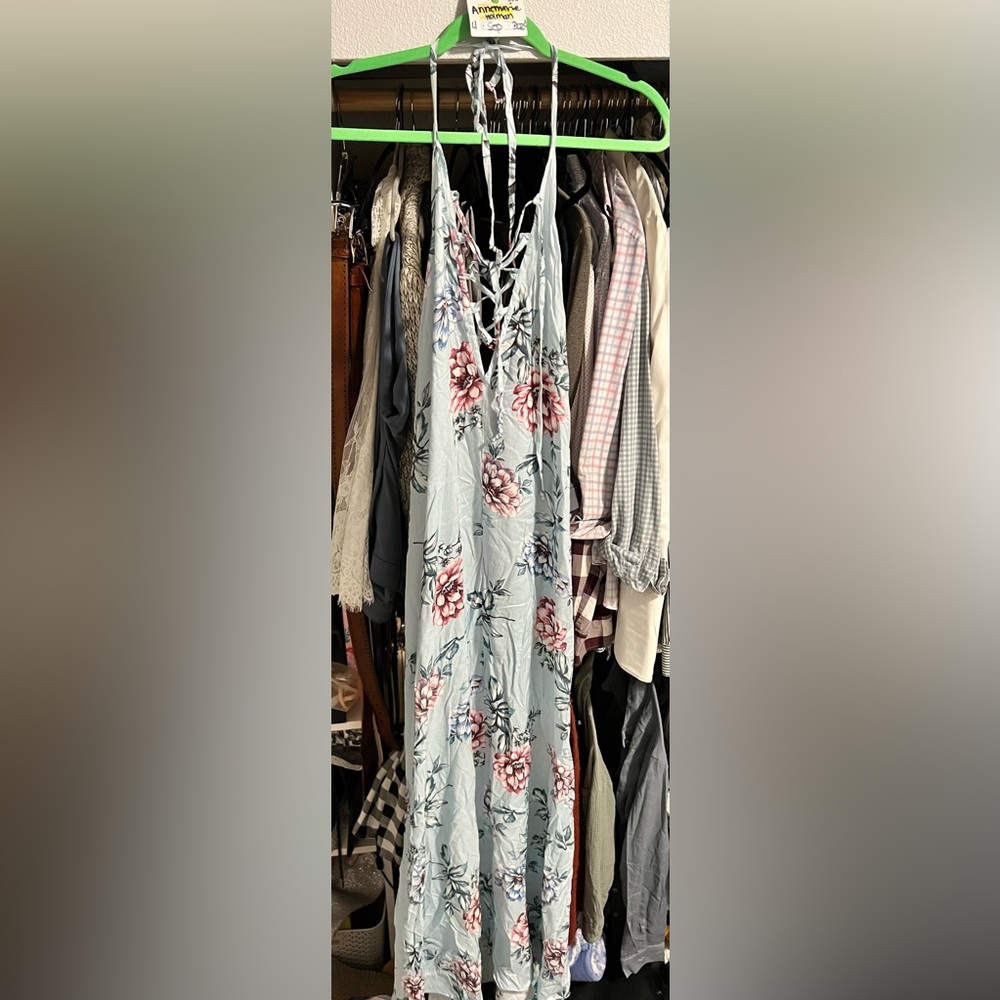 Show Me Your MuMu Logan Lace Up Halter Maxi Dress Medium